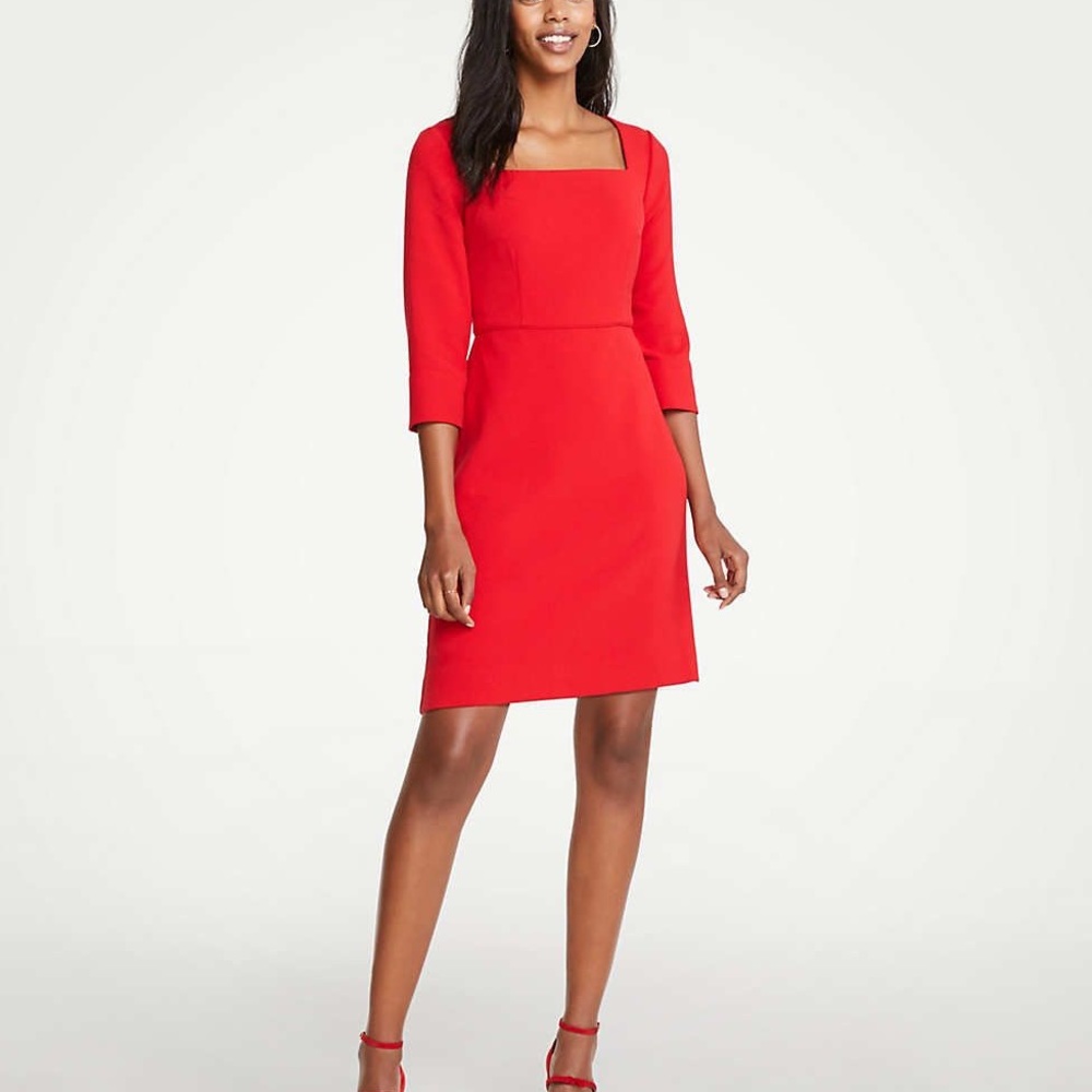 NWT Ann Taylor Doubleweave Square Neck Flare Dress 6P